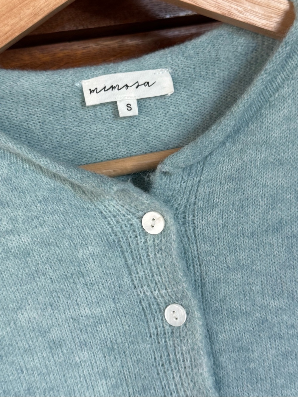 Women's Light Blue Button-Front Knit Cardigan Sweater - Picture 2 of 2